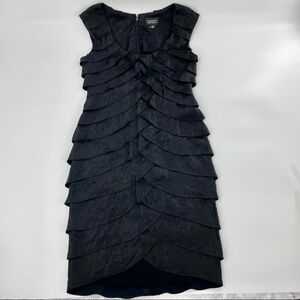 Adrianna Papell Black Chiffon Ruffle-Tiered Cocktail Dress‎ Size 6